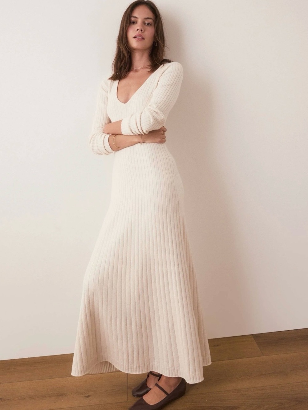 Marine Layer Jade Midi Sweater Dress in Cream